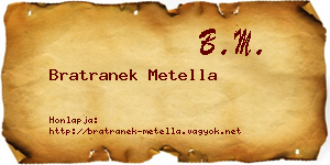 Bratranek Metella névjegykártya